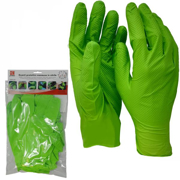 Immagine di Guanto monouso in nitrile senza polvere MM - DIAMANTE colore VERDE FLUO (gr. 8,65 tg. M) busta appendibile da 10 pezzi