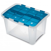 Immagine di Contenitore multiuso trasparente da 25/40/60 L TERRY - HOME BOX colore AZZURRO/TRASPARENTE (fine serie)