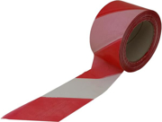 Immagine di Nastro segnaletico non adesivo in PVC a bande trasversali per uso generico 200 m / 7 cm colore BIANCO/ROSSO