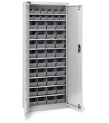 Immagine di Armadio portacontenitori con porte a battente, 10 piani e 48 contenitori Picking Box Air mis. 1/2, H 1651 mm, grigio chiaro