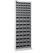 Immagine di Armadio portacontenitori senza porte a battente, 14 piani e 72 contenitori Picking Box Air mis. 1/2, H 1651 mm, grigio chiaro