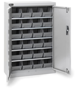 Immagine di Armadio portacontenitori a battente, 5 piani e 24 contenitori Picking Box Air mis. 2, H 1001 mm, grigio chiaro