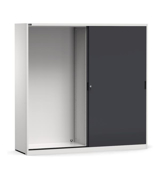 Immagine di Armadio in metallo vuoto con porte scorrevoli, L2040 x P600 x H2000 mm, RAL 7035 + 7016