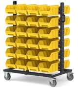 Picture of Carrello con 48 contenitori a bocca di lupo Picking Box Air giallo zinco