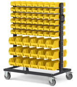 Immagine di Carrello con 132 contenitori a bocca di lupo Picking Box Air giallo zinco