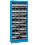 Immagine di Armadio portacontenitori senza porte a battente, 10 piani e 48 contenitori Picking Box Air mis. 1/2, H 1651 mm, blu