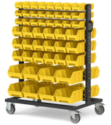 Immagine di Carrello con 100 contenitori a bocca di lupo Picking Box Air giallo zinco