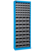 Picture of Armadio portacontenitori senza porte a battente, 14 piani e 72 contenitori Picking Box Air mis. 1/2, H 1651 mm, blu