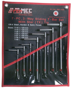 Immagine di ASSORTIMENTO 7 PEZZI CHIAVI A “T” 3 TESTE TORX® CON ASTA SCORREVOLE CHROM-VANADIUM