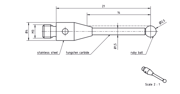 Immagine di Stylus M3 ruby ball Ø2,5mm
carbide stem Ø1.5mm, base stainless steel Ø4,0mm L 21,0mm, ML 14,0mm