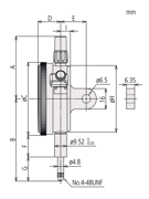 Immagine di Comparatore analogico, fondello piatto, tipo ANSI/AGD
Jeweled Bearing, Shockproof, 0,025", 0,0001"