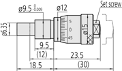 Picture of Micrometer Head, Short Thimble Type
0-6,5mm, 0,01mm, Flat