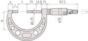 Picture of Micrometro per esterni con superfici di misura a disco Mod. B
150-175mm, 0,75mm Blade