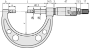 Immagine di Micrometro per esterni con superfici di misura a disco Mod. B
0-1", 0,75mm Blade