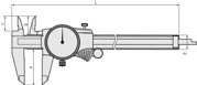 Immagine di Calibro ad orologio becchi per esterni riportati in metallo duro
0-150, 0,02mm, 2mm / giro