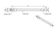 Immagine di Adaptor M3-M2 carbon fibre
carbon fibre stem Ø3,0mm, base stainless steel Ø4,0mm, L 55,0mm