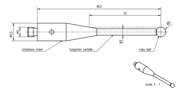 Immagine di Stylus M3 ruby ball Ø3,0mm
carbide stem Ø2,0mm, base stainless steel Ø5,5mm L 38,5mm, ML 22,30mm