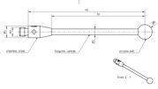 Immagine di Stylus M3 zirconium oxide ø5,0mm
Stylus M3 zirconium oxide ø5,0mm, carbde stem Ø2,0mm, stainless steel base Ø4,0mm, L40mm, ML 32mm