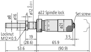 Immagine di Micrometer Head, Medium-sized Type
with D=8mm Spindle, 0-25mm, 0,01mm, Flat, with Clamp Nut/Spindle Lock, w/o Ratched