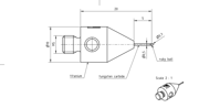 Picture of Stylus M5 ruby ball Ø0,7mm
carbide stem Ø0,5mm, titanium base Ø10,0mm, L20mm, ML 5mm