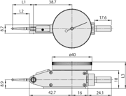 Immagine di Comparatore a leva, esecuzione orizzontale
0,5mm, 0,01mm, gambo/ghiera