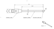 Picture of Stylus M3 zirconium oxide ball Ø2,0mm
, carbide stem Ø1,5mm, stainless steel base Ø4,0mm, L30mm, ML 22,8mm