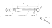 Immagine di Stylus M2 ruby ball Ø2,5mm
carbide stem Ø1mm, stainless steel base Ø3,0mm, L20mm, ML 15,5mm