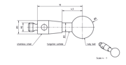 Immagine di Stylus M2 ruby ball Ø5,0mm
carbide stem Ø2,0mm, base stainless steel Ø3,0mm L 10,0mm, ML 10,0mm