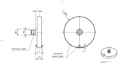 Immagine di Disc stylus, hardened steel M5, Ø35,0mm
disc thickness 5,0 mm, L 4mm