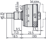 Picture of Testina micrometrica, tamburo di grande diametro
Thimble D=29mm, 0-6,5mm