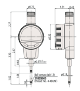 Picture of Digital Indicator ID-C, ASME/ANSI Type
Inch/Metric, 1", 0,0005", Flat Back Plate