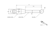Picture of Stylus M3 ruby ball Ø3,0mm
carbon fibre Ø2,0mm, base stainless steel Ø4,0mm L 21,0mm, ML 14,7mm