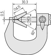 Immagine di Micrometro con incudine a V a 3 taglienti
1-15mm