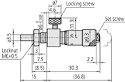 Picture of Micrometer Head, Locking Screw Type
0-6,5mm, 0,01mm, Flat, with Clamp Nut