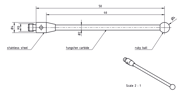 Picture of Stylus M3 ruby ball Ø4,0mm
carbide stem Ø2,0mm, base stainless steel Ø4,0mm L 50,0mm, ML 46,0mm