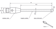 Picture of Stylus M3 silicon nitride ball Ø2,0mm
carbide stem Ø1,5mm, base stainless steel Ø4,0mm L 30,0mm, ML 22,5mm