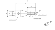 Immagine di Stylus M4 silicon nitride ball ø3,0mm
Stylus M4, silicon nitride ball Ø3mm, carbide stem Ø2mm, stainless steel base Ø7mm, L20mm, ML8,5mm