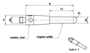 Picture of Cylinder stylus M2, carbide 2,0mm
carbide stem Ø3,0mm, L15mm, ML 7,5mm