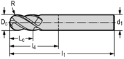 Picture of Solid carbide ball-nose copy milling cutters MA477 • Supreme  • WJ30EM • inch • flute helix angle°