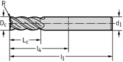 Picture of Solid carbide shoulder/slot milling cutter MC388 • Advance • Parallel shank • inch • flute helix angle 50° • center cutting capability