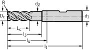 Immagine di Frese per spallamenti e scanalature in metallo duro integrale MC326-W-4-B-R-C