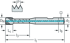 Picture of HSS-E machine taps • Paradur Synch. • C = 2-3xTP (semi-bottom chamfer) • ≤2,5xD • M/6HX • ~DIN 371 • right hand flute 40° • Suitable for blind hole