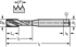 Picture of HSS-E machine taps • Paradur Inox 25 • E = 1.5-2xTP (full bottom chamfer) • ≤1,5xD • M/6HX • ~DIN 371 • right hand flute 25° • Suitable for blind hole