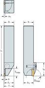 Immagine di Utensile con codolo – Esecuzione di gole radiali G1011-2525-L-GX-VERSTAERKT
