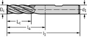 Picture of VHM-Eck-/Nutfräser MC232 • Perform • Schaft DIN 6535 HB • inch • Drallwinkel 35° • Zentrumsschneidfähigkeit